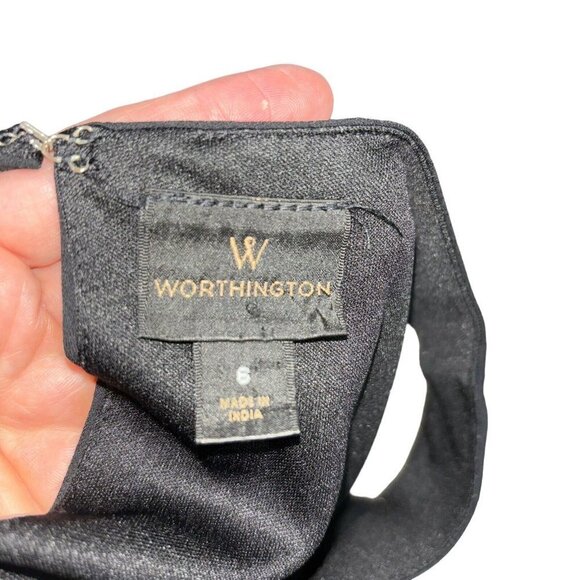 Worthington Women's Size 6 Open Shoulder Mini Dress Ruffle Sleeves Black Lined - Picture 8 of 8